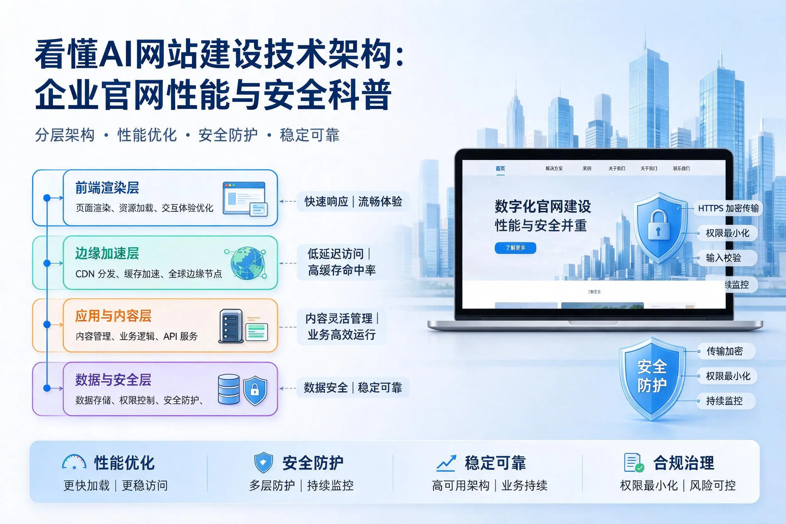 看懂AI网站建设技术架构:商丘企业官网性能与安全科普