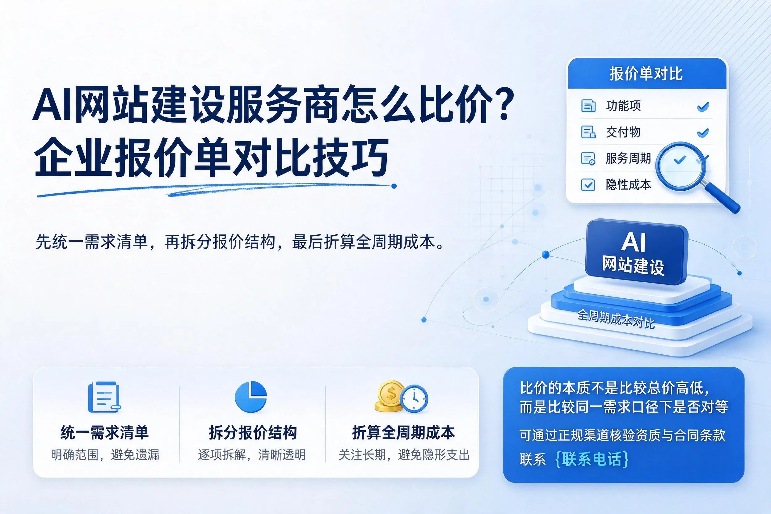 AI网站建设服务商怎么比价？商丘企业报价单对比技巧