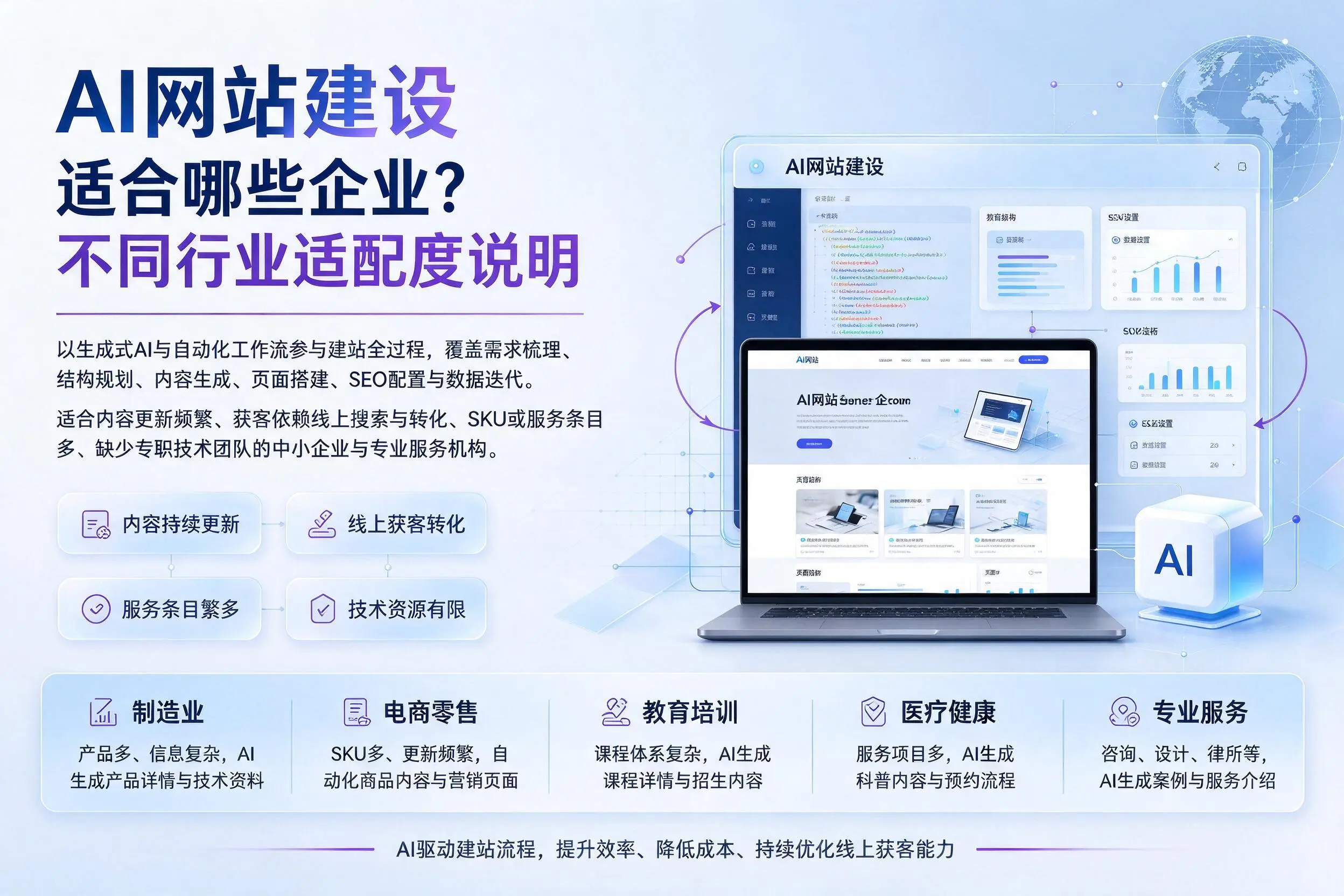 AI网站建设适合哪些企业?商丘不同行业适配度说明